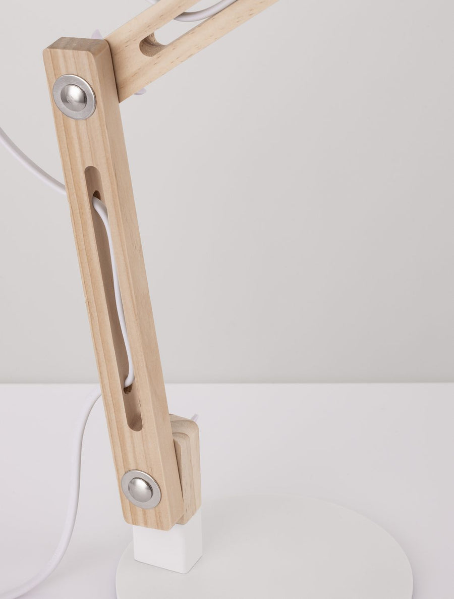 Lampe à poser Grou blanche, bois
