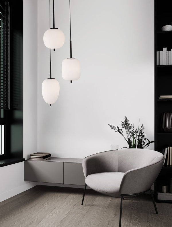Suspension Lato 3 lumières noire, verre (9624078)