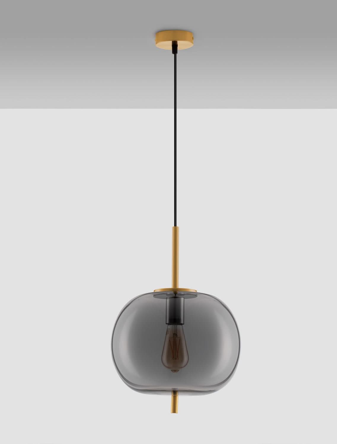 Suspension Lato dorée et fumée, verre (9624079)