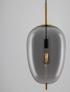 Suspension Lato dorée et fumée, verre (9624081)