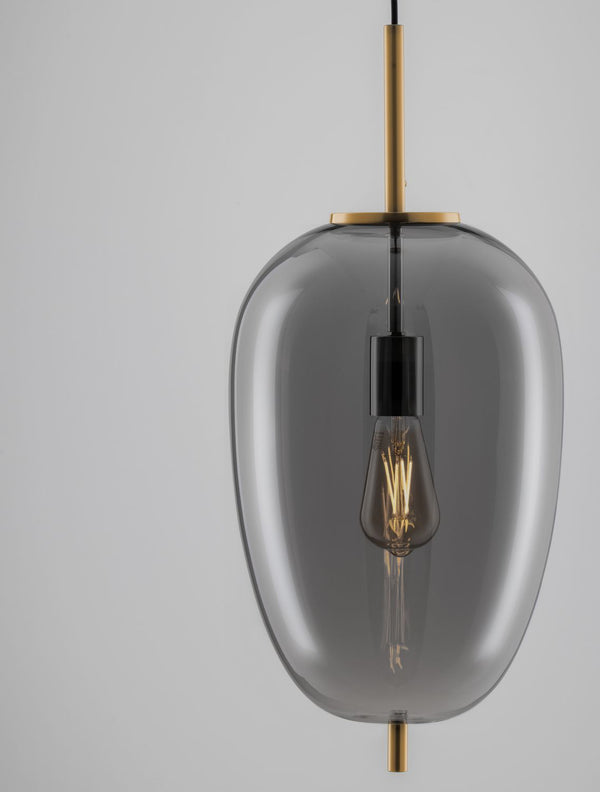 Suspension Lato dorée et fumée, verre (9624081)