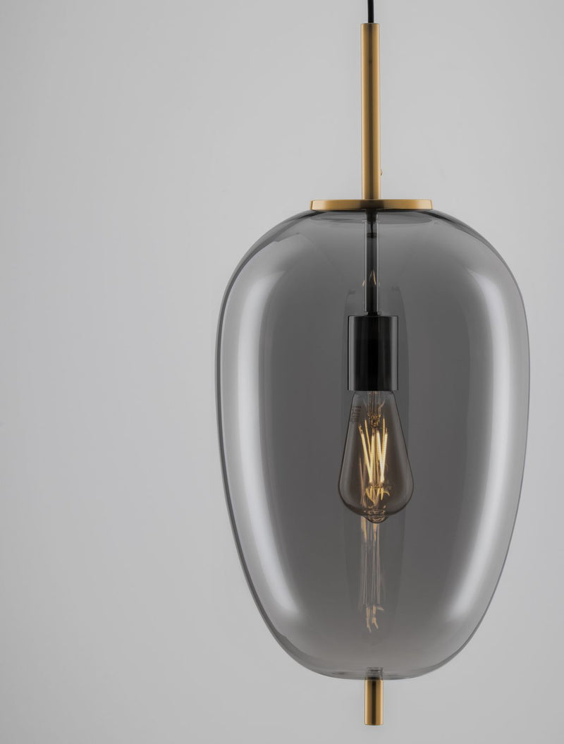 Suspension Lato dorée et fumée, verre (9624081)