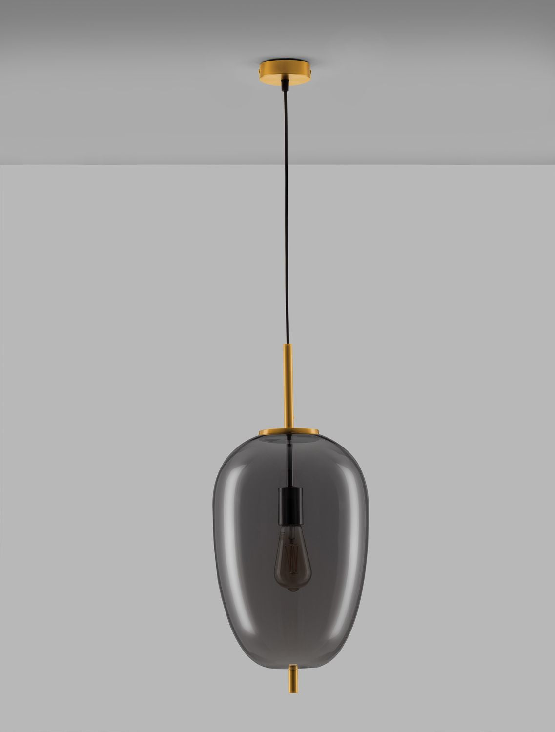 Suspension Lato dorée et fumée, verre (9624081)