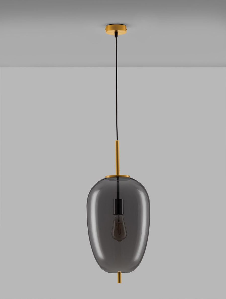 Suspension Lato dorée et fumée, verre (9624081)