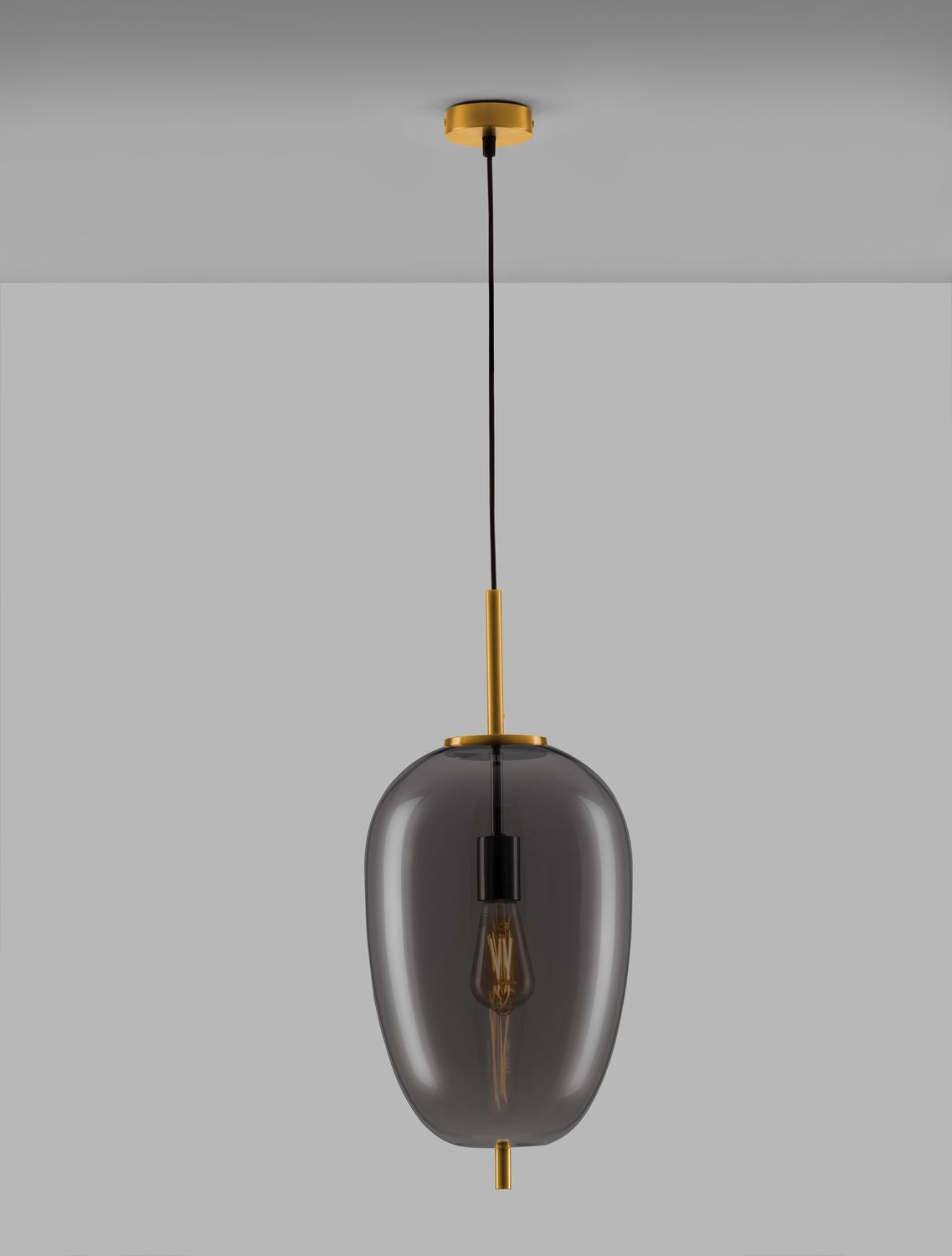 Suspension Lato dorée et fumée, verre (9624081)