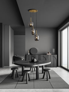 Suspension Lato 3 lumières dorée, verre (9624082)