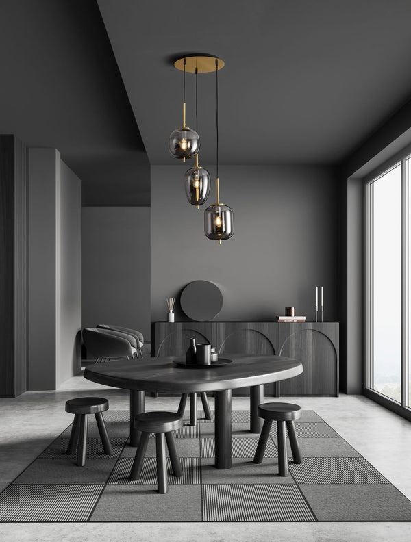 Suspension Lato 3 lumières dorée, verre (9624082)