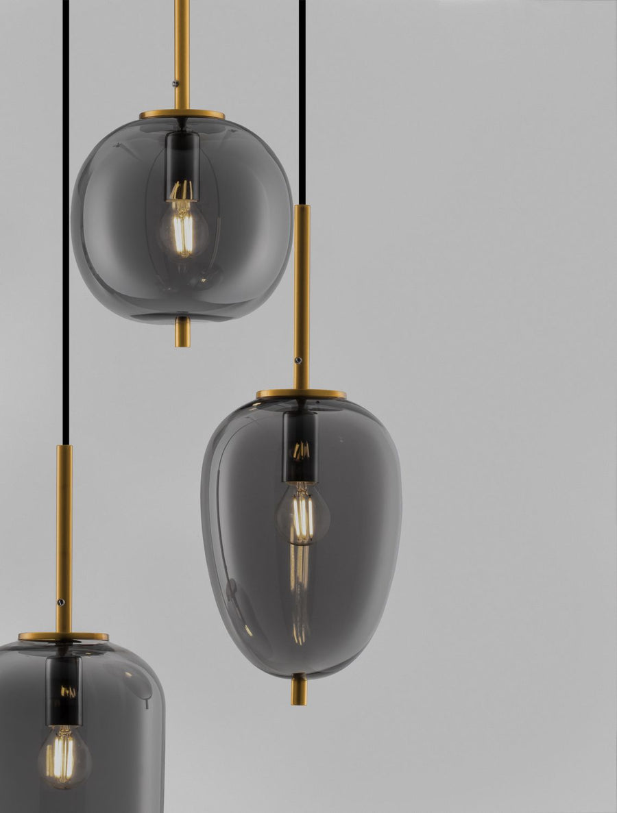 Suspension Lato 3 lumières dorée, verre (9624082)