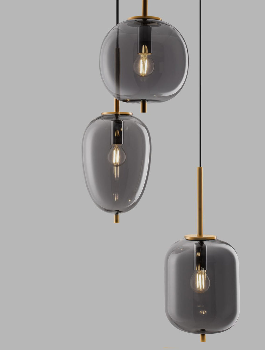 Suspension Lato 3 lumières dorée, verre (9624082)
