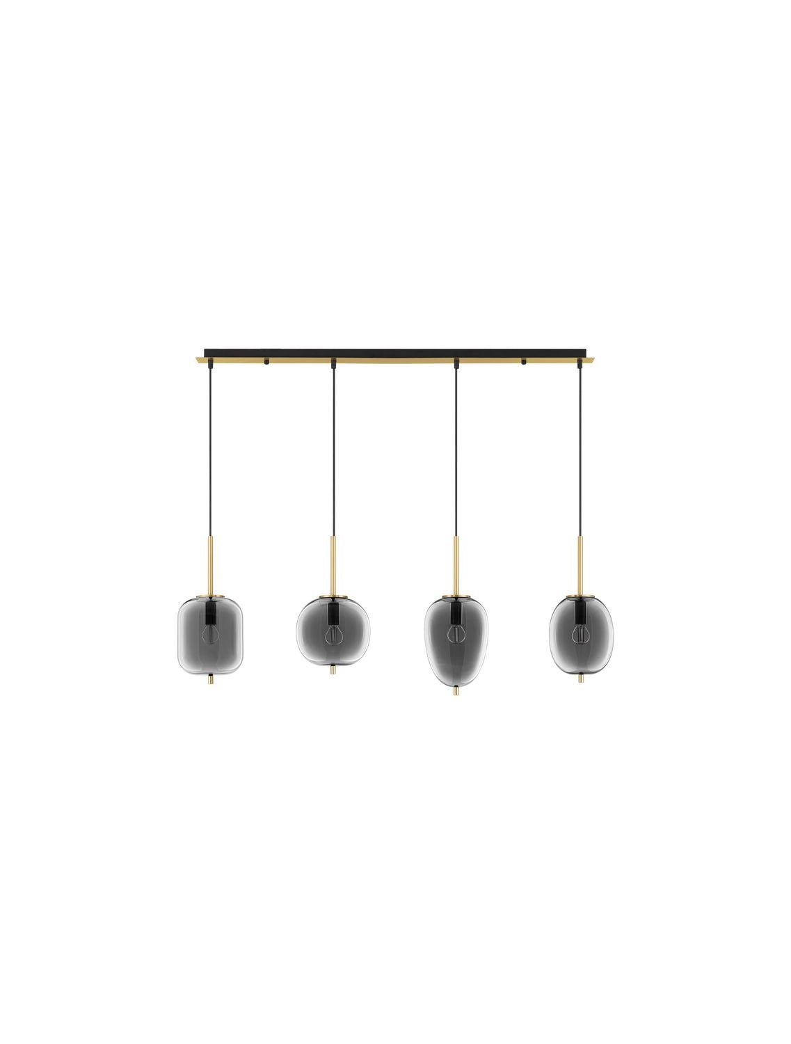 Suspension Lato 4 lumières dorée, verre