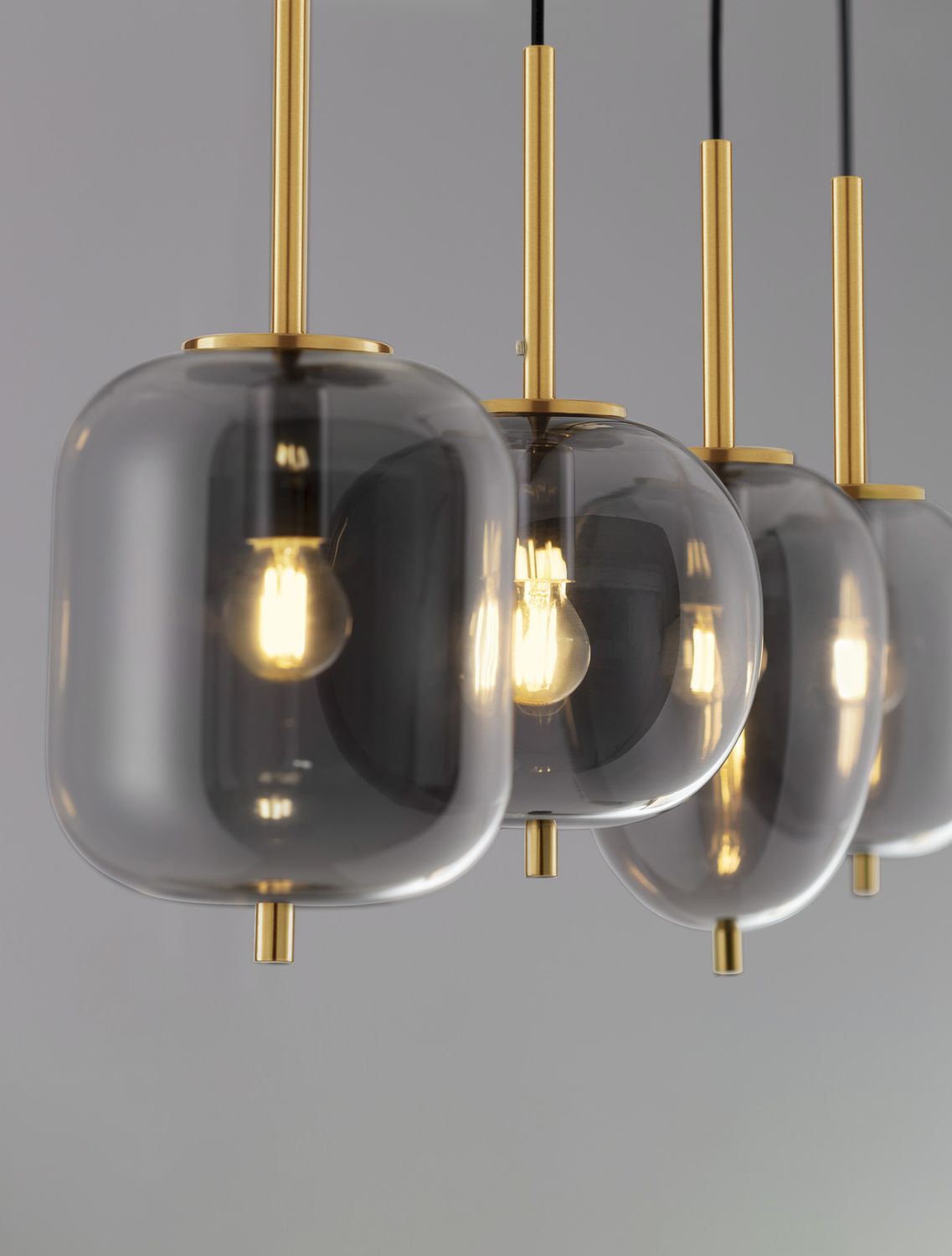Suspension Lato 4 lumières dorée, verre