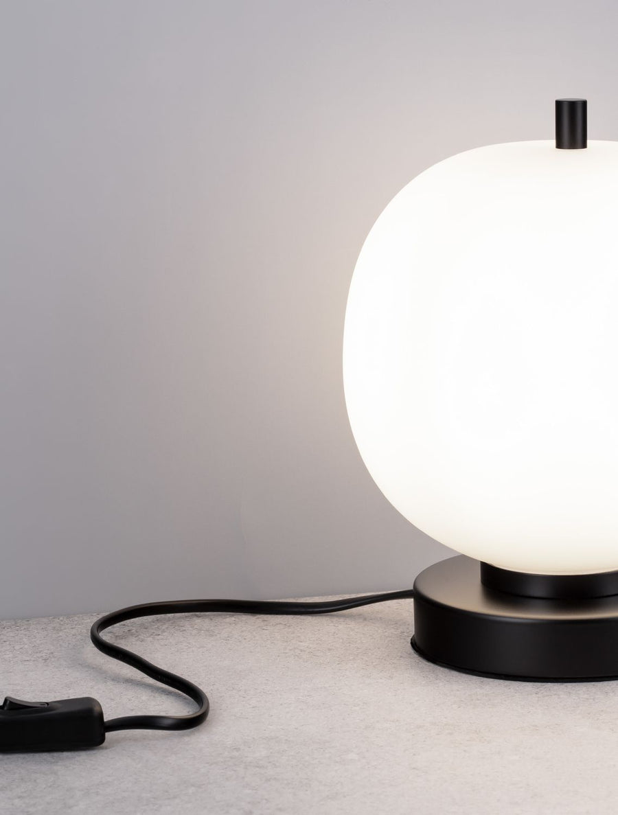Lampe à poser Lato noire, verre, H 22,5 cm
