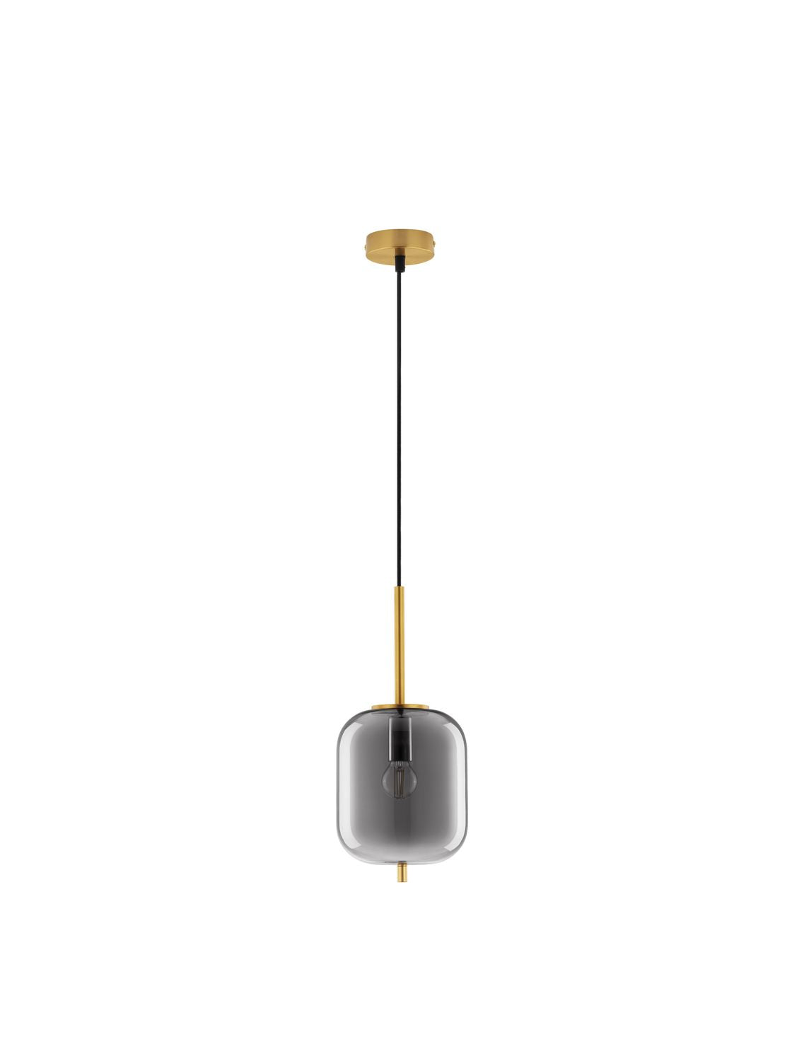Vue de face du luminaire entier sur fond blanc avec son câble