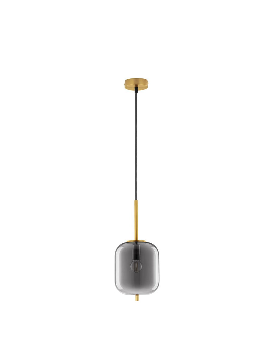 Vue de face du luminaire entier sur fond blanc avec son câble