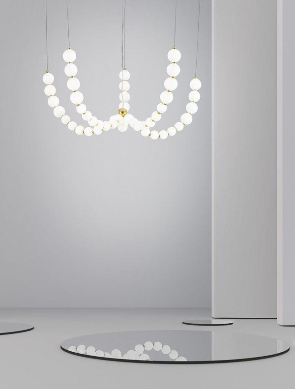 Suspension Perla dorée, verre, H 150 cm (9695203)