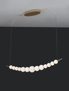 Suspension Perla dorée, verre, H 120 cm