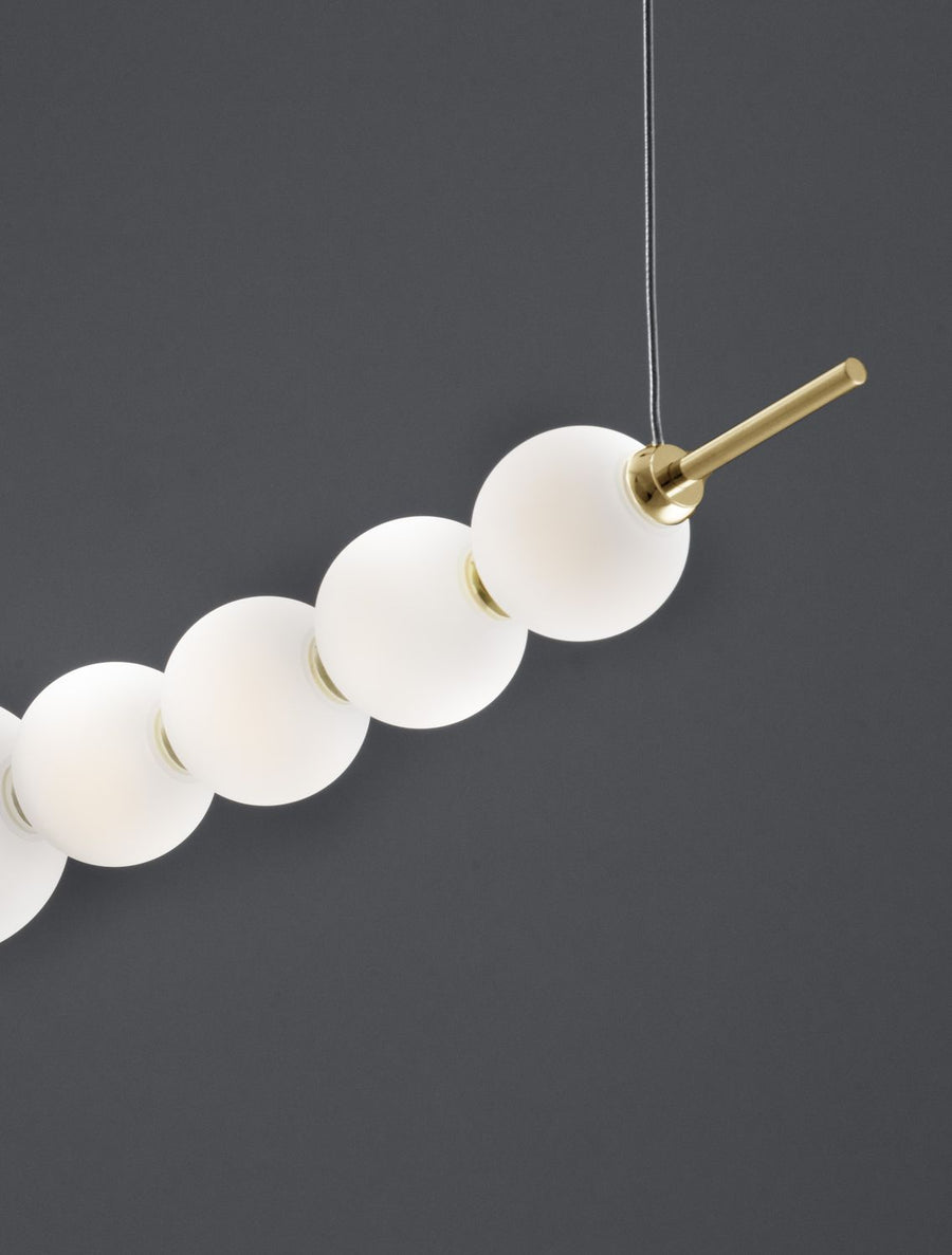 Suspension Perla dorée, verre, H 120 cm