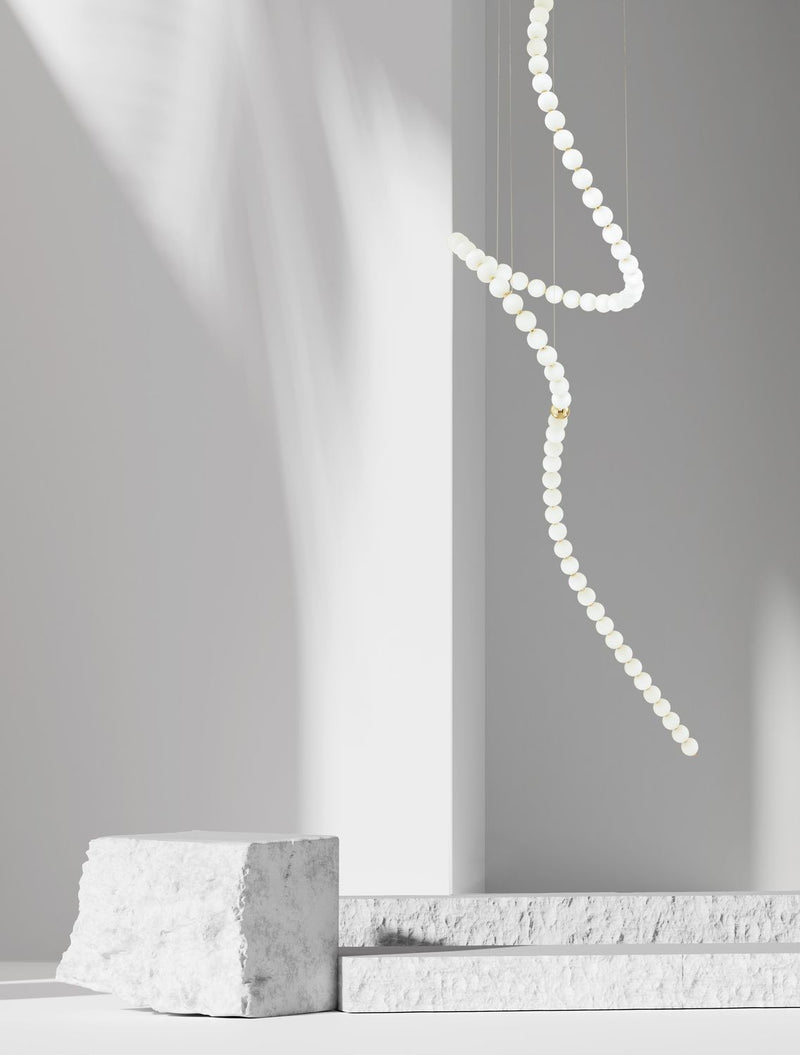 Suspension Perla dorée, verre, H 400 cm