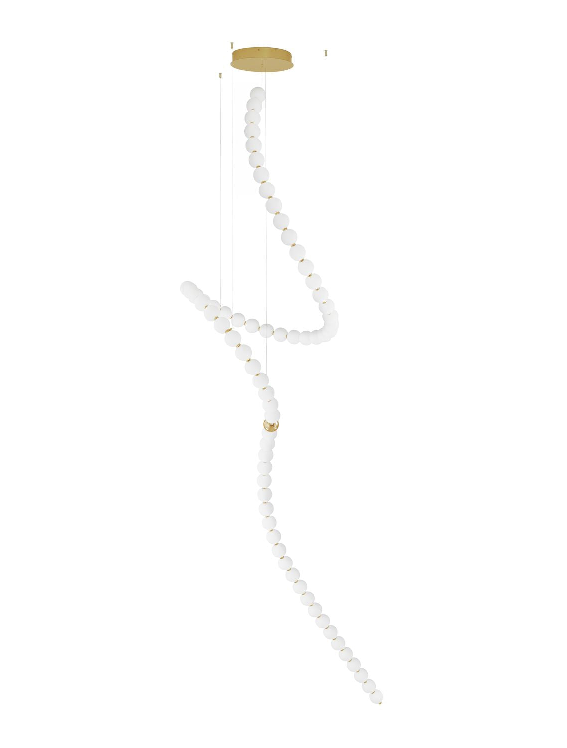 Suspension Perla dorée, verre, H 400 cm