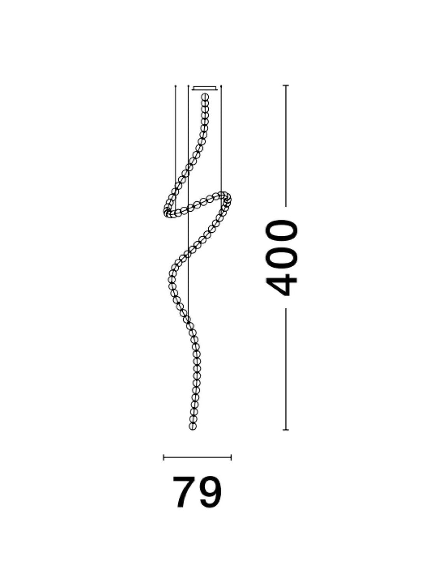 Suspension Perla dorée, verre, H 400 cm