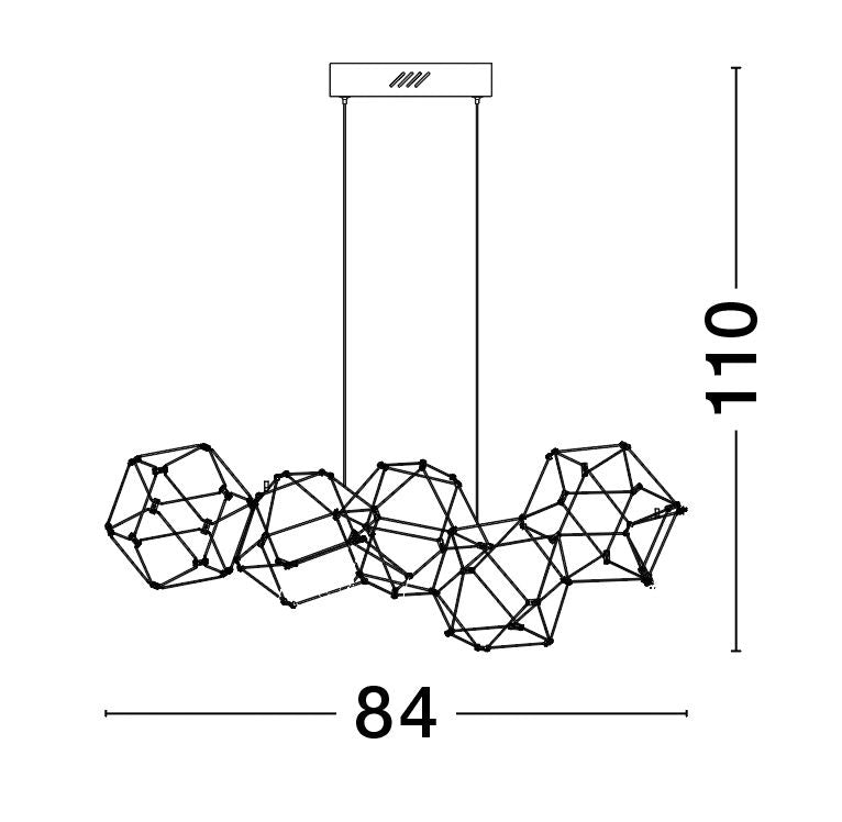 Suspension Nebula cuivrée, H 110 cm