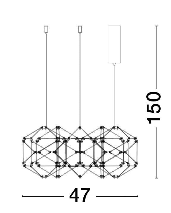 Suspension Nebula cuivrée, H 150 cm