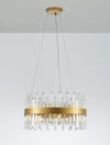 Suspension Crown 7 lumières dorée, cristal