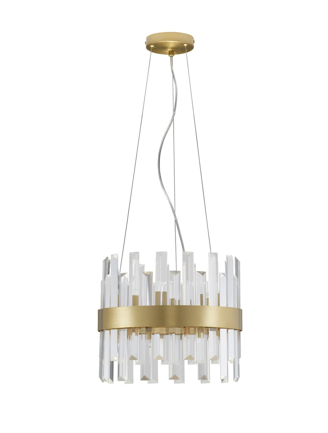 Suspension Crown 5 lumières dorée, cristal