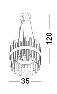 Suspension Crown 5 lumières dorée, cristal