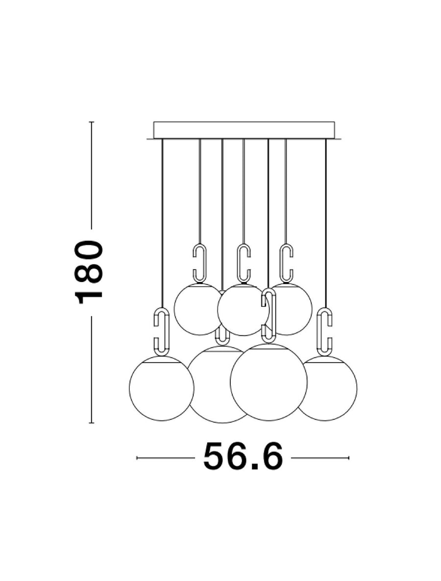 Suspension Hook dorée, verre, H 180 cm (9695221)