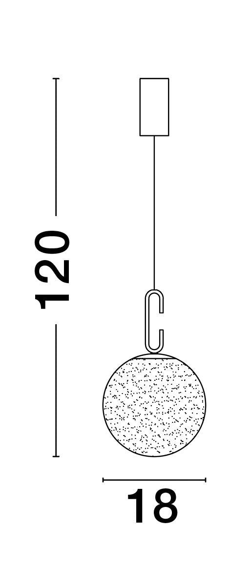 Suspension Hook dorée, verre, H 120 cm