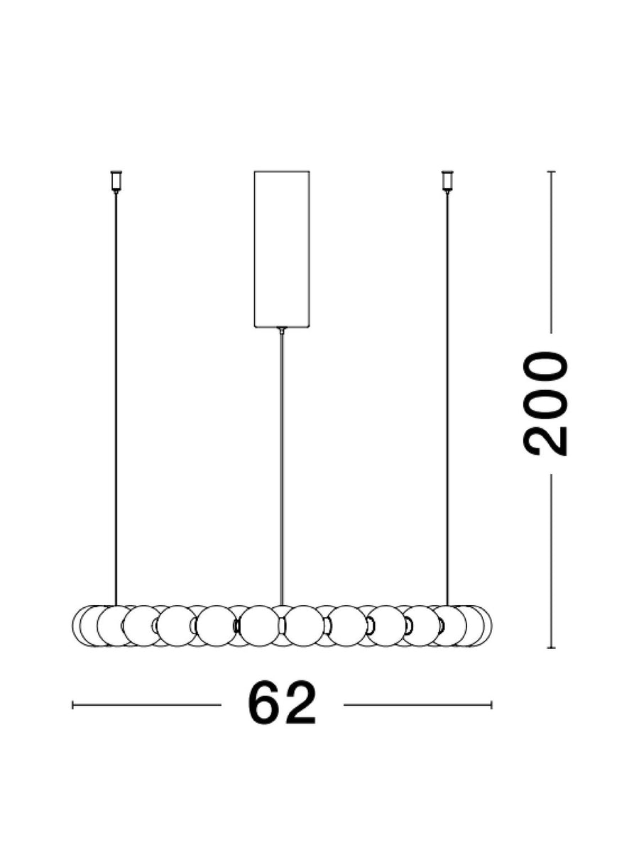 Suspension Perla dorée, verre, H 200 cm (9695230)