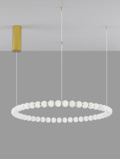 Suspension Perla dorée, verre, H 200 cm (9695232)