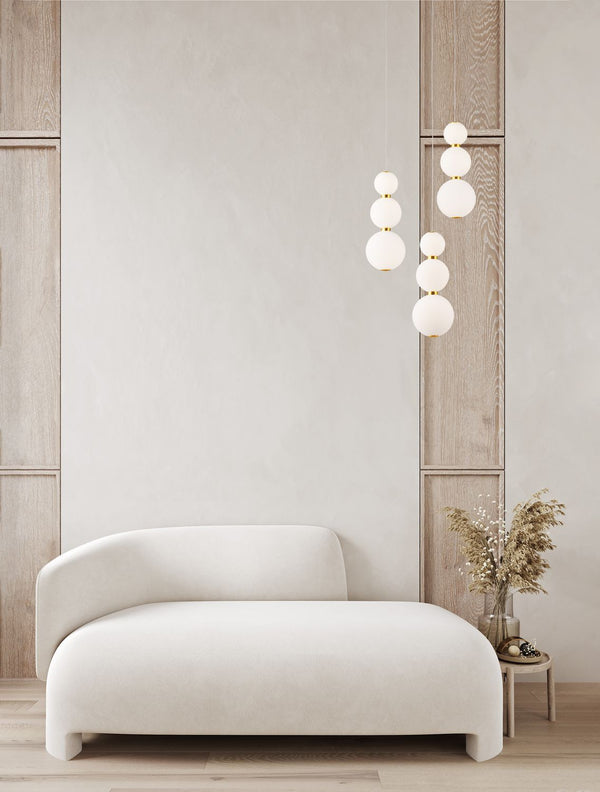 Suspension Perla dorée, verre, H 150 cm (9695242)