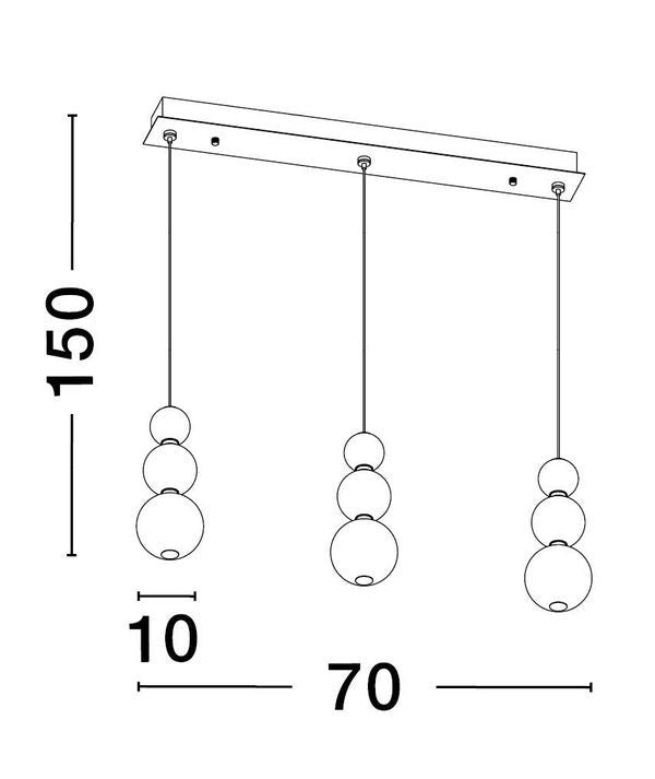 Suspension Perla dorée, verre, H 150 cm (9695243)