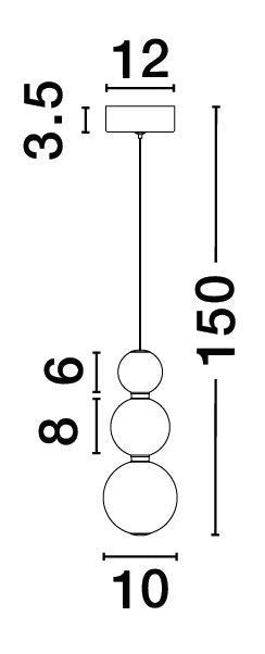 Suspension Perla dorée, verre, H 150 cm (9695301)
