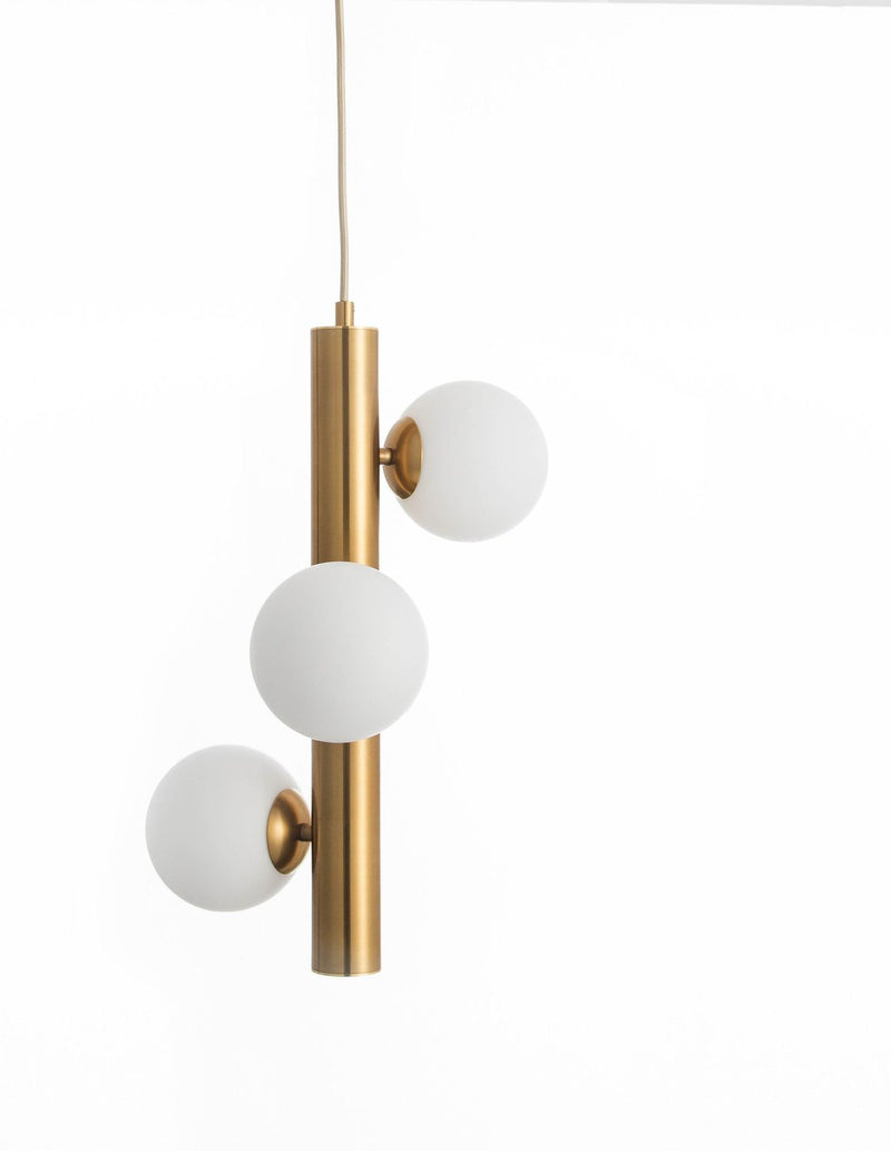 Suspension Jaklin 3 lumières dorée, verre
