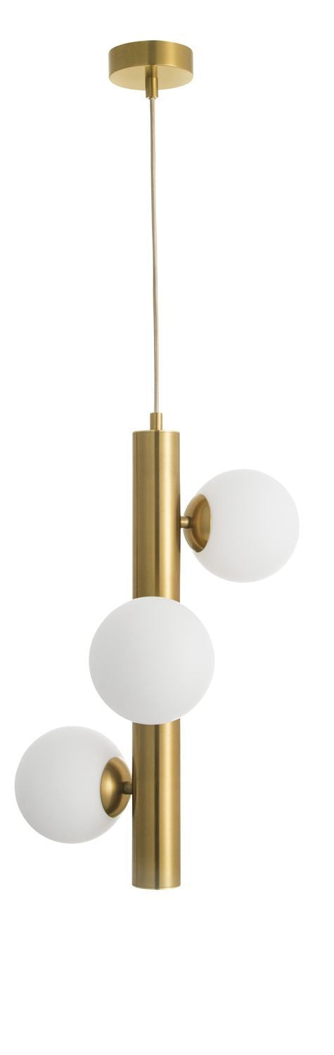 Suspension Jaklin 3 lumières dorée, verre