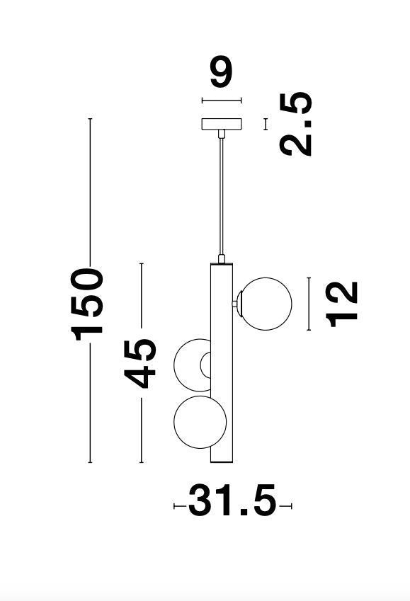 Suspension Jaklin 3 lumières dorée, verre