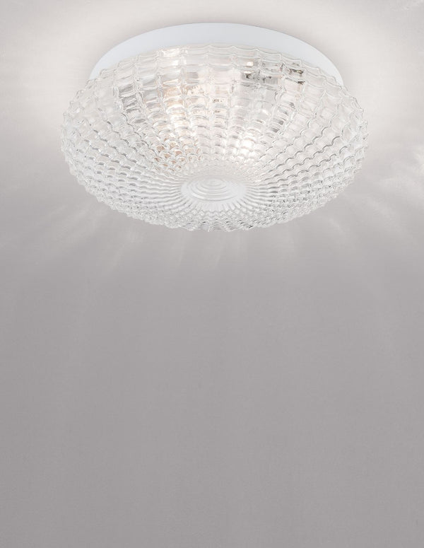 Plafonnier Clam 2 lumières transparent, verre
