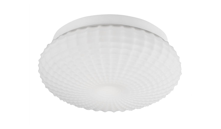 Plafonnier Clam 2 lumières blanc, verre