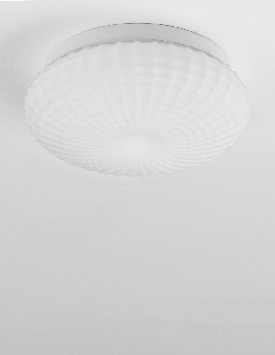 Plafonnier Clam 2 lumières blanc, verre