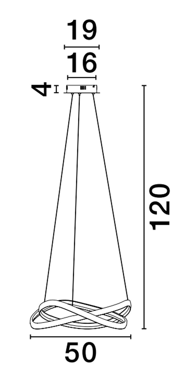 Schéma coté indiquant 50 cm de diamètre et 120 cm de hauteur