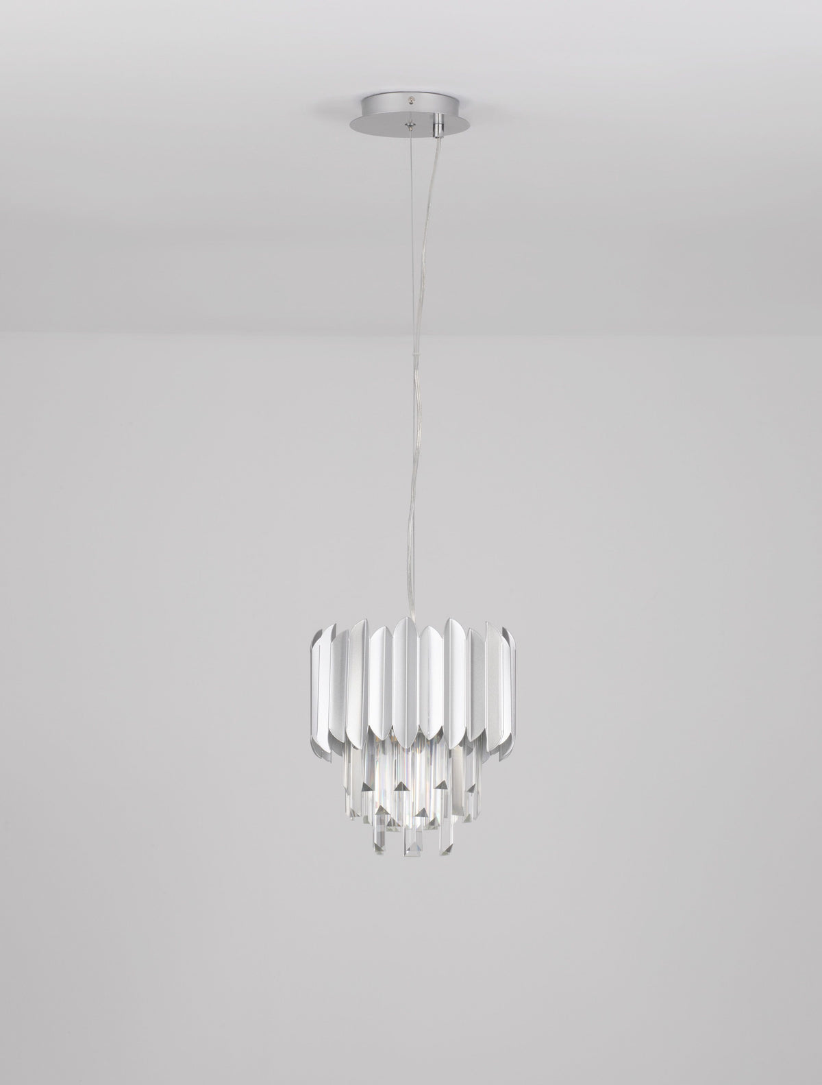 Suspension Magnolia chromée, cristal