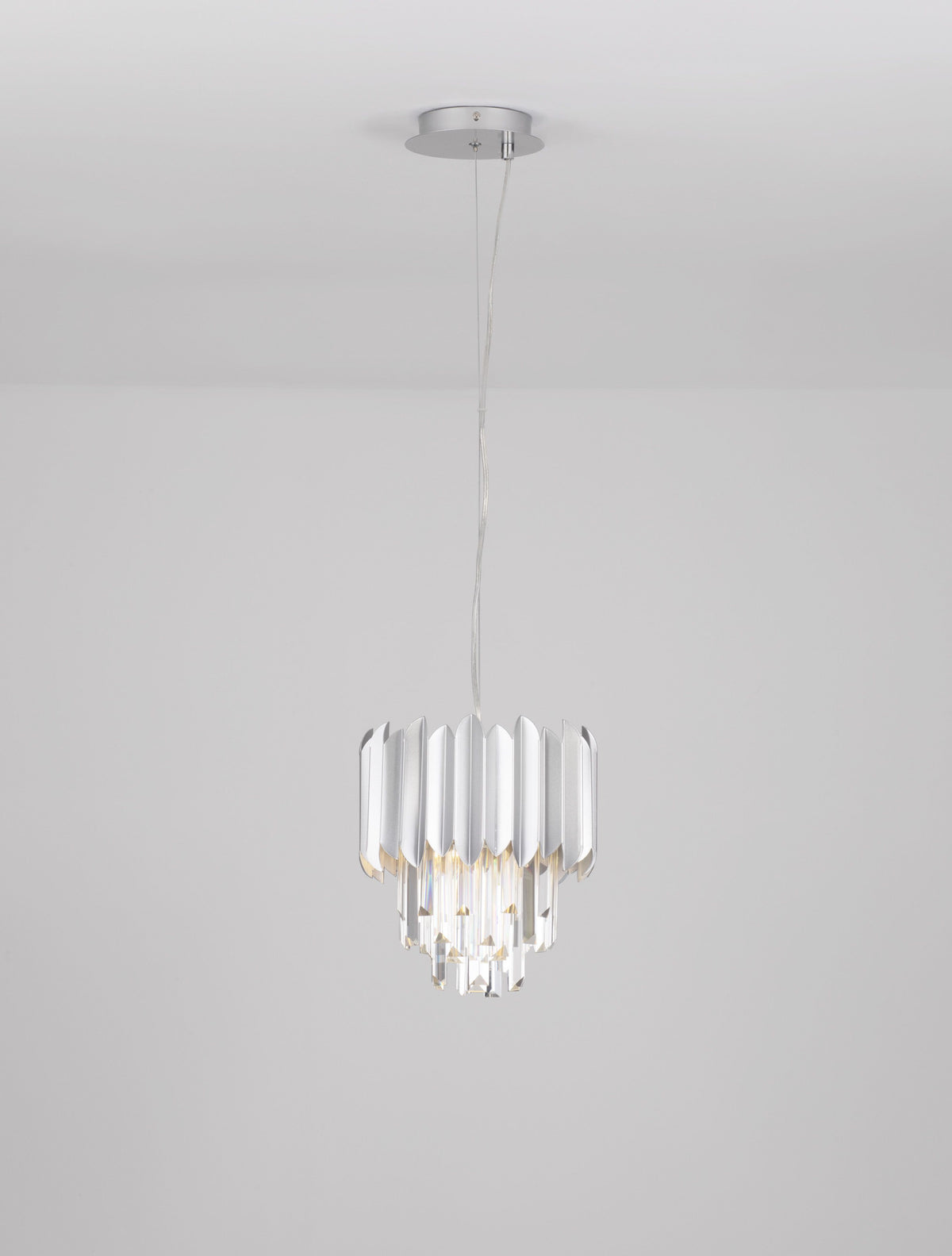 Suspension Magnolia chromée, cristal