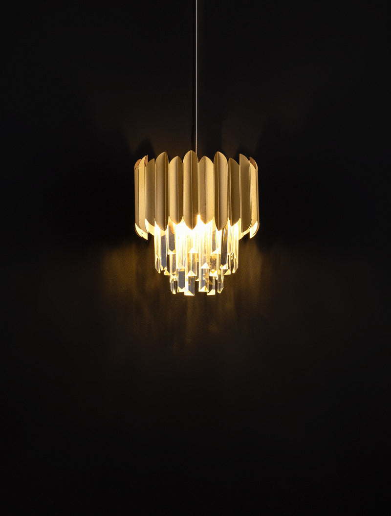 Suspension Magnolia dorée, cristal