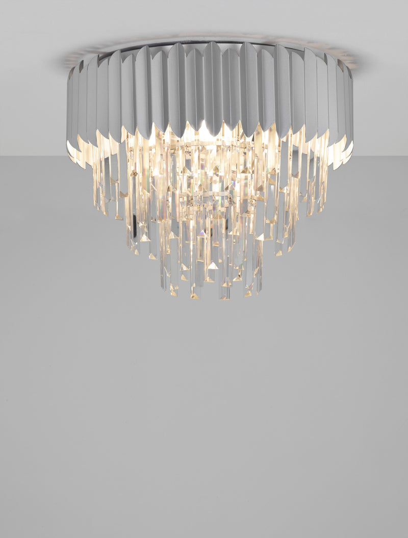 Plafonnier Magnolia 6 lumières chromé, cristal
