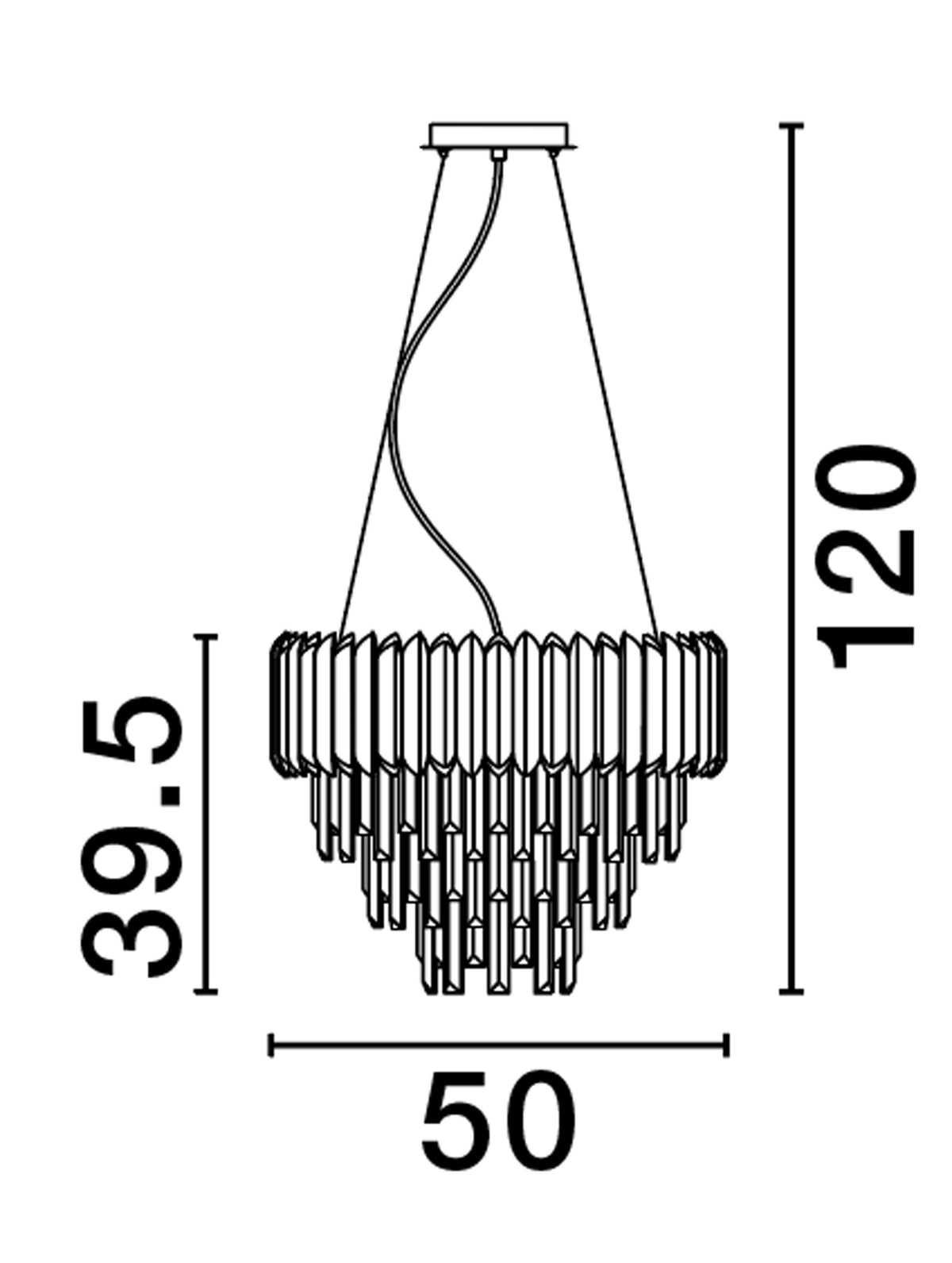Suspension Magnolia 6 lumières dorée, cristal (9824075)