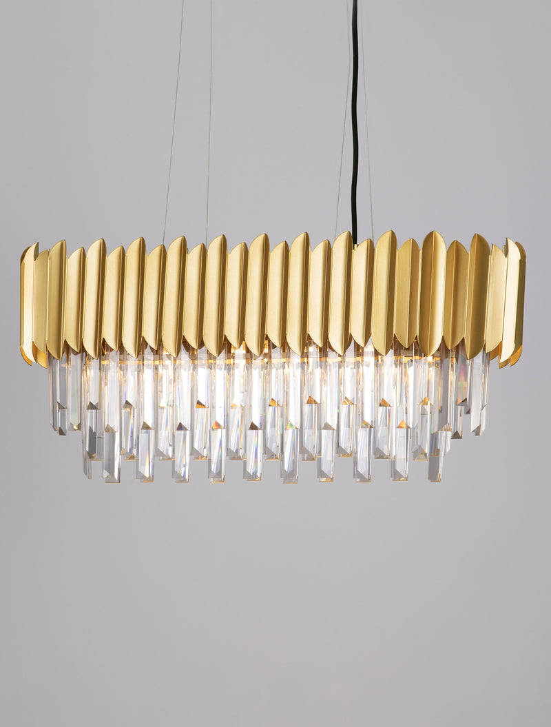Suspension Magnolia 5 lumières dorée, cristal (9824077)