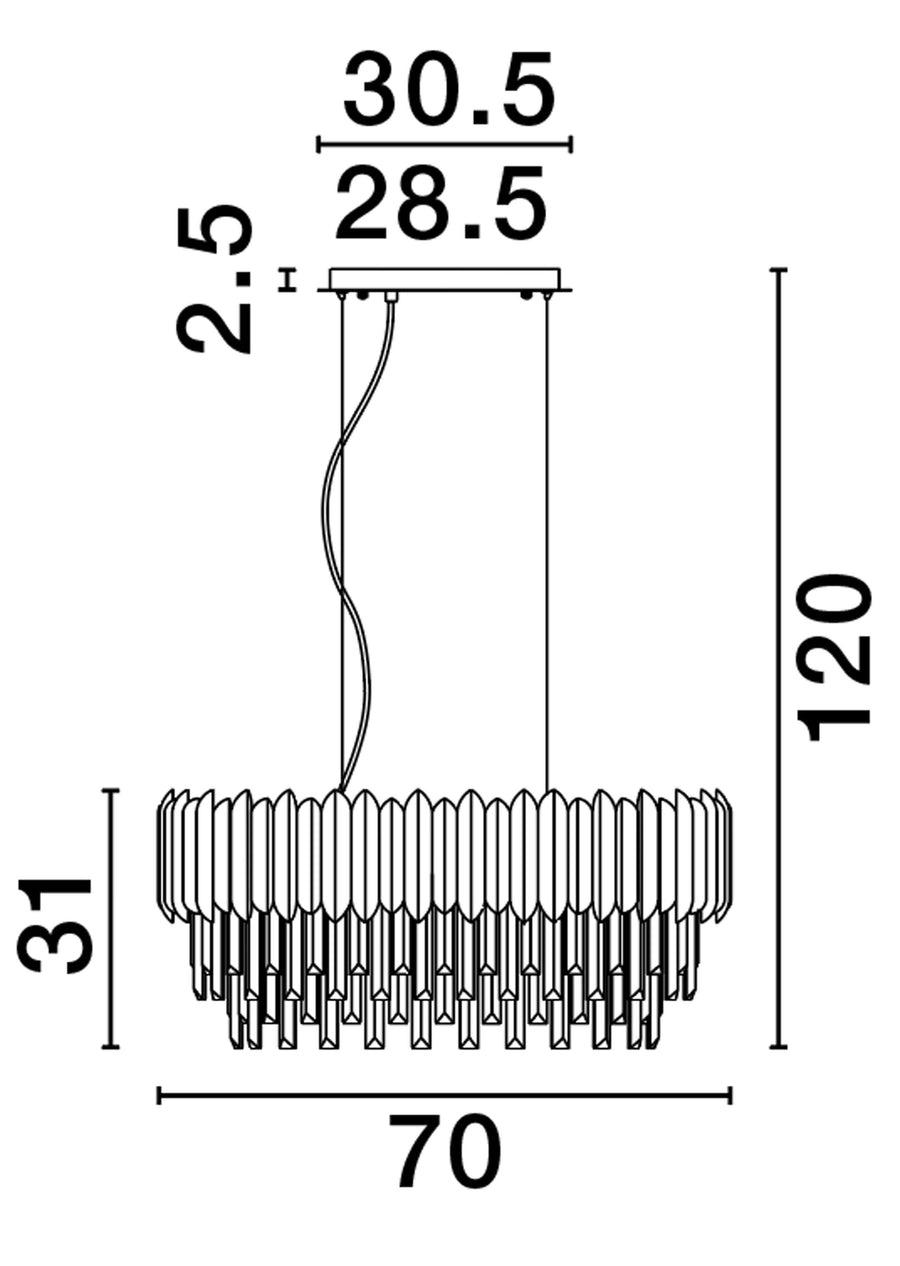 Suspension Magnolia 5 lumières dorée, cristal (9824077)